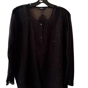 Daisy Fuentes Black Sheer Blouse
